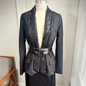 Haute Hippie Tuxedo Style Jacket With Black Diamantes